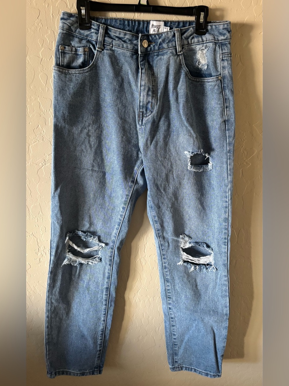Princess Polly Light Wash Women’s Distressed Straight Leg Jeans Size 8/30